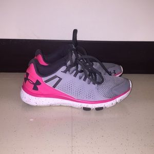 Grey and Pink Under Armour Size 7.5 Running Shoes